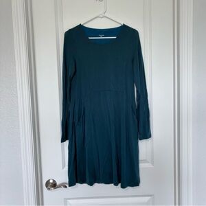 Garnet Hill Dark Teal Long Sleeve Dress With Pockets Womens Size Small